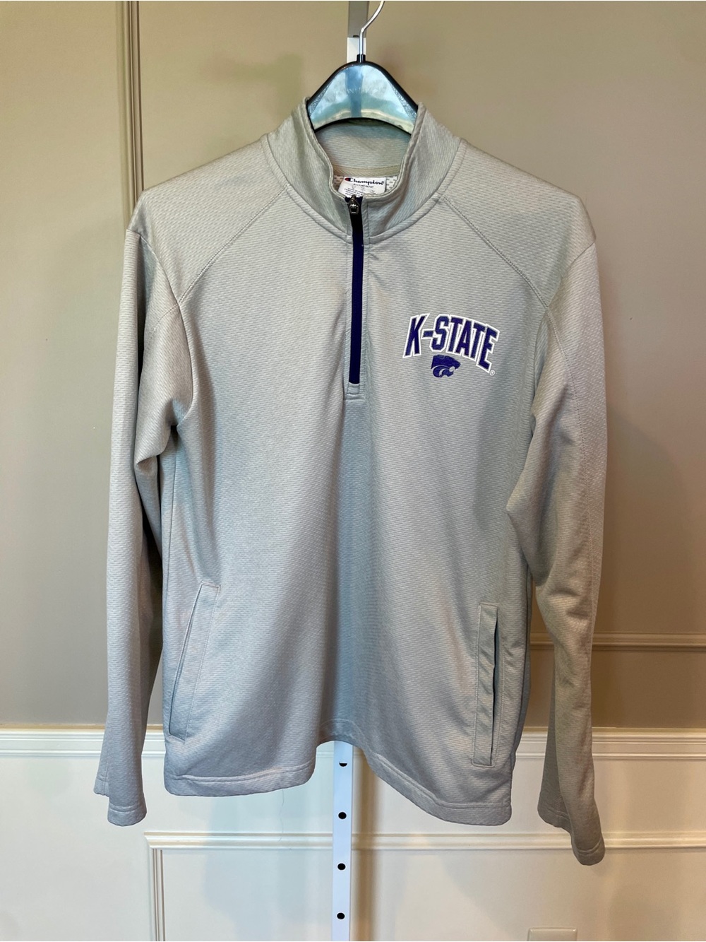 Kansas State Champion Men's 1/4 Zip Pollover Medium Jacket Sweatshirt Gray